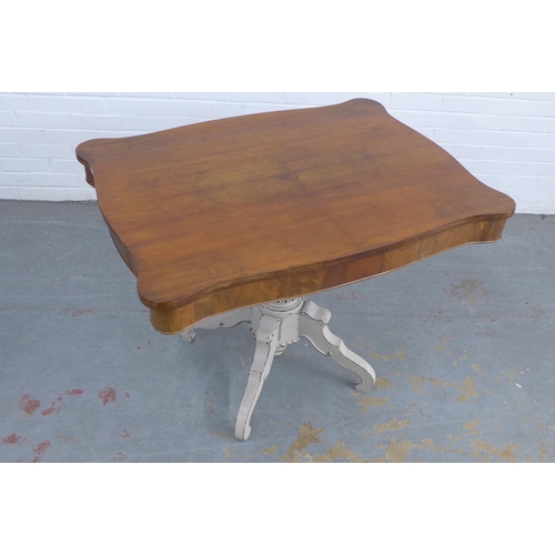 251 - Mahogany pedestal table with grey painted base, 103 x 78 x 77cm.