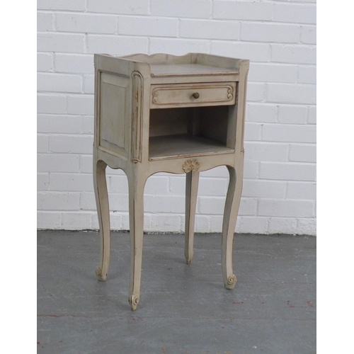 253 - French style grey painted bedside, 39 x 73cm x 29cm.