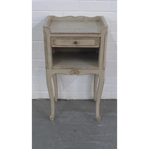 253 - French style grey painted bedside, 39 x 73cm x 29cm.