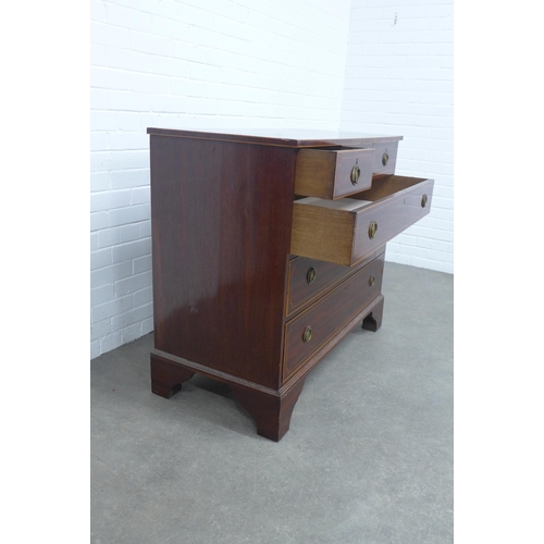 254 - 19th century mahogany and satinwood inlaid chest of drawers, 109 x 94 x 52cm.