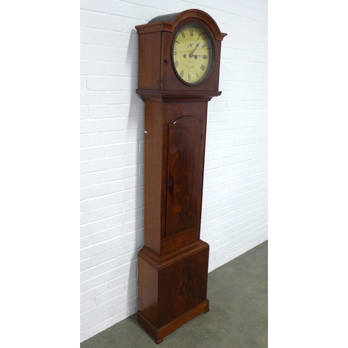 258 - Irish mahogany grandfather clock, the circular dial signed Ed Smith, Dublin, 48 x 201 x 24cm.