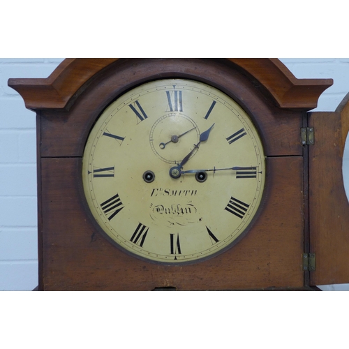 258 - Irish mahogany grandfather clock, the circular dial signed Ed Smith, Dublin, 48 x 201 x 24cm.