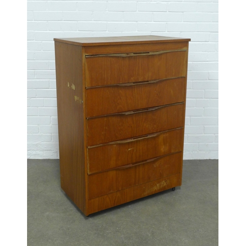 261 - Retro teak chest of drawers, 74 x 105 x 41cm.