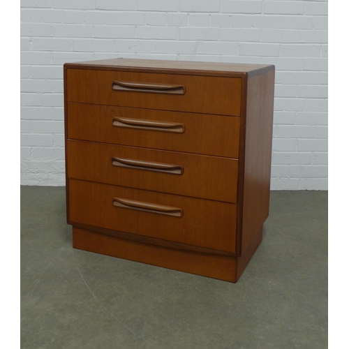 268 - G-Plan vintage teak bedroom suite comprising a wardrobe,  122 x 77 x 58cm, chest of drawers (a/f) an... 