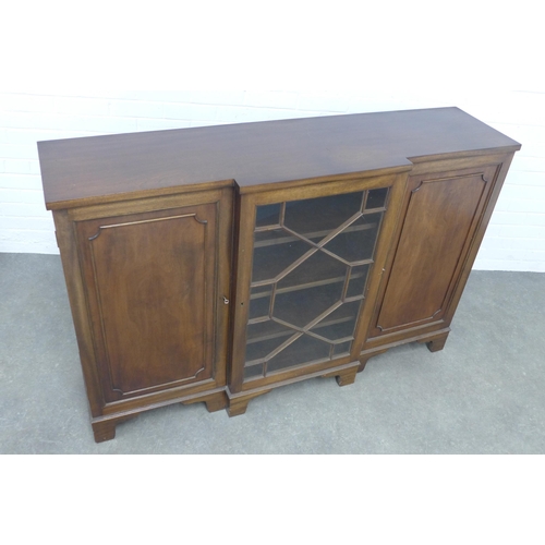 285 - Mahogany breakfront cabinet, with central astragal glazed door flanked by panelled doors, 152 x 100 ... 