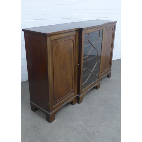 285 - Mahogany breakfront cabinet, with central astragal glazed door flanked by panelled doors, 152 x 100 ... 