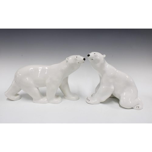 308 - Two Large Lomonosov USSR polar bears, taller 26cm (2)