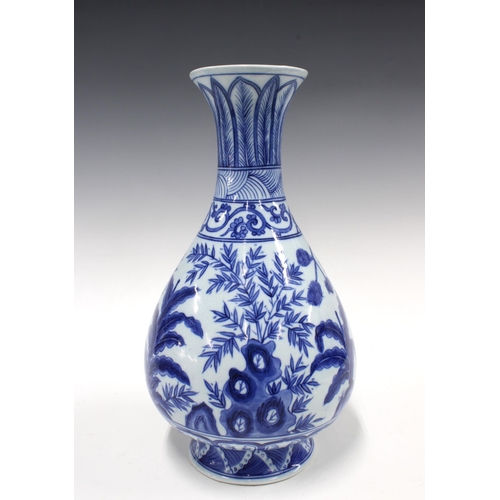 313 - Modern chinese blue and white baluster vase, 35cm