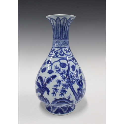 313 - Modern chinese blue and white baluster vase, 35cm