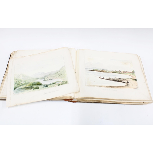 319 - An album of  Victorian watercolour landscapes to include The Sands, Burnt Island, mostly dated 1858 ... 