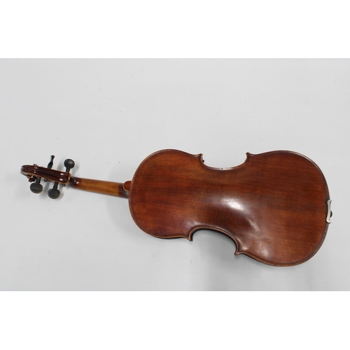 324 - Medio Fino violin, with single back, label inside and with bow in case, violin length including butt... 