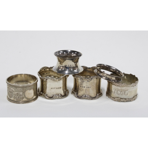 35 - Six silver napkin rings with various hallmarks, (6)