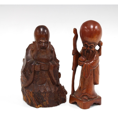 352 - Fruitwood carved figure of a Sage and another, 16cm (2)