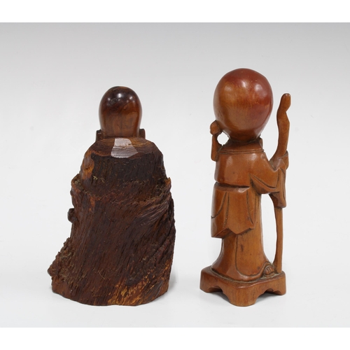 352 - Fruitwood carved figure of a Sage and another, 16cm (2)