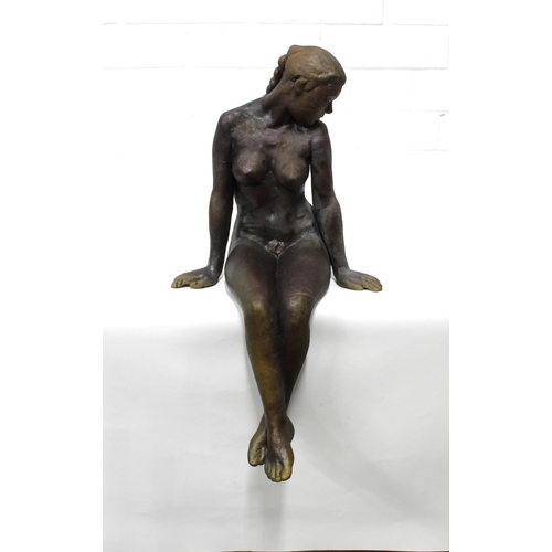 367 - Walter Awlson (Scottish b.1949) LTD Ed bisque stoneware figure of a female nude, modelled seated, nu... 