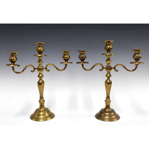 368 - A pair of brass candelabra, 39cm (2)