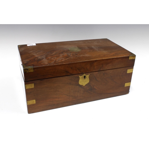 376 - 19th century mahogany brass bound writing slope, 45 x 25cm