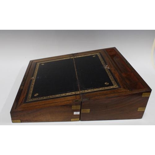 376 - 19th century mahogany brass bound writing slope, 45 x 25cm