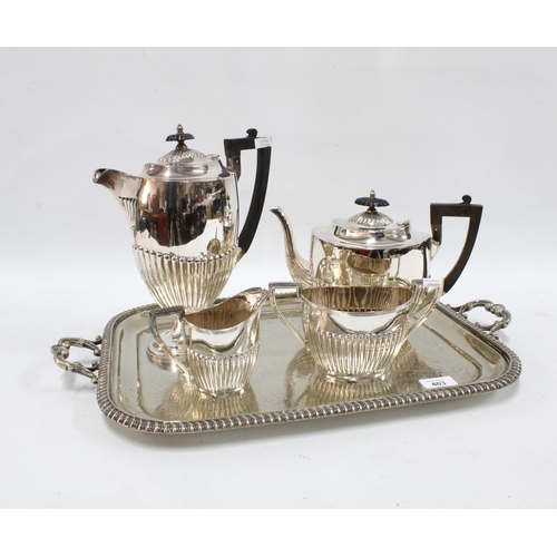 403 - Walker & Hall Epns tea and coffee set together with a silver plated tray (5)