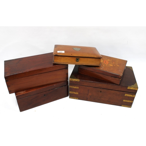 408 - Mahogany writing slope and four other wooden boxes (5)