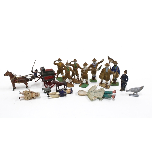 420 - A collection of late 19th / early 20th century miniature lead and wooden figures to include chinoise... 