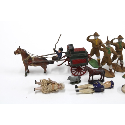 420 - A collection of late 19th / early 20th century miniature lead and wooden figures to include chinoise... 