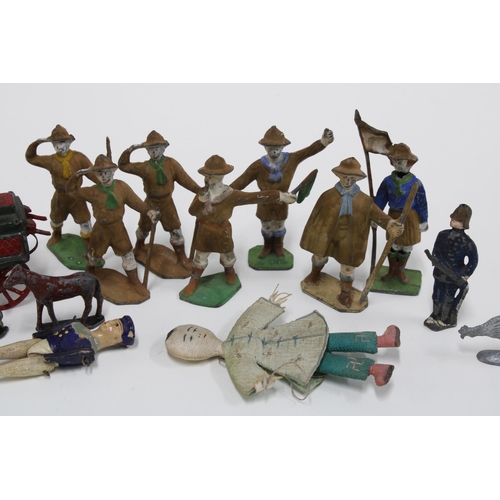 420 - A collection of late 19th / early 20th century miniature lead and wooden figures to include chinoise... 