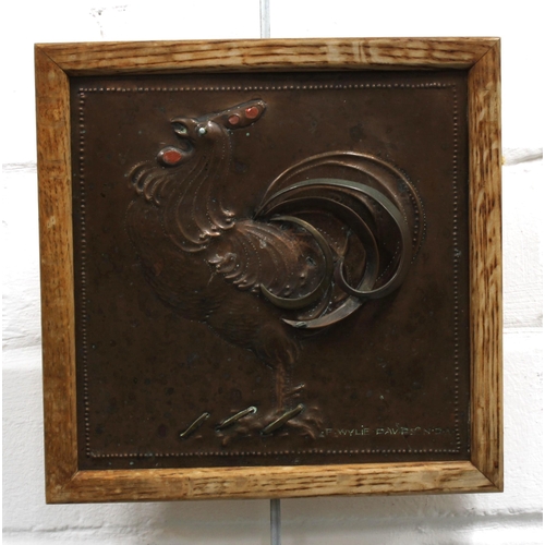 428 - PETER WYLIE DAVIDSON (1870 - 1963) copper plaque of a cockerel, in a light oak frame, signed, size o... 