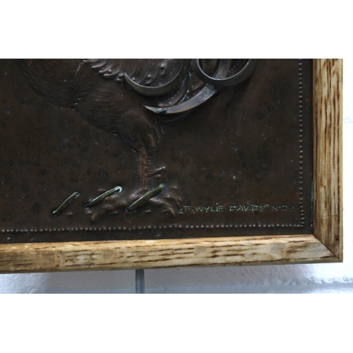 428 - PETER WYLIE DAVIDSON (1870 - 1963) copper plaque of a cockerel, in a light oak frame, signed, size o... 