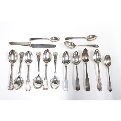 44 - A quantity of silver teaspoons, etc, mixed hallmarks