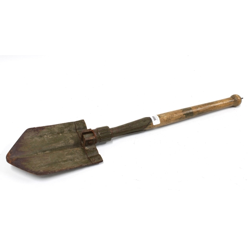 446 - Vintage military trench shovel, 70cm long