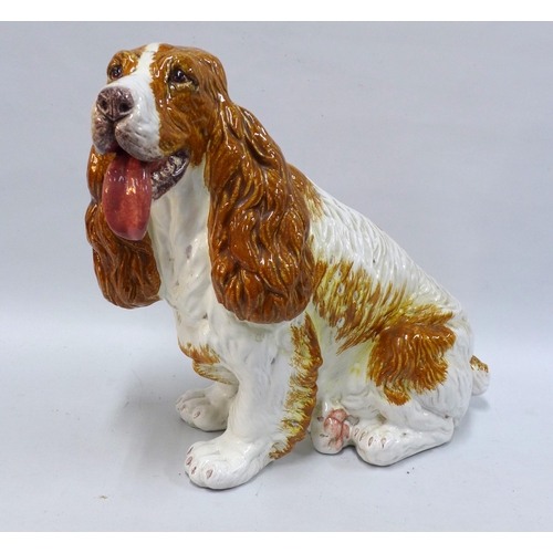 454 - A large fireside spaniel, glazed terracotta, approx 50cm tall