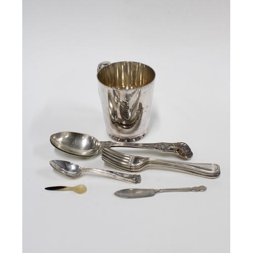 46 - Epns tankard and mixed Epns flatware, etc