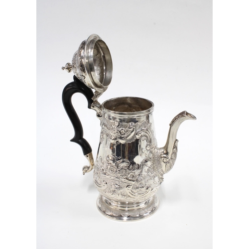 48 - George II silver coffee pot, William & James Priest, London 1759, 21cm high