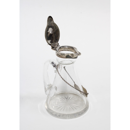 49 - An Edwardian silver and glass whisky noggin by Hukin & Heath, (a/f) and a small unmarked Whisky deca... 