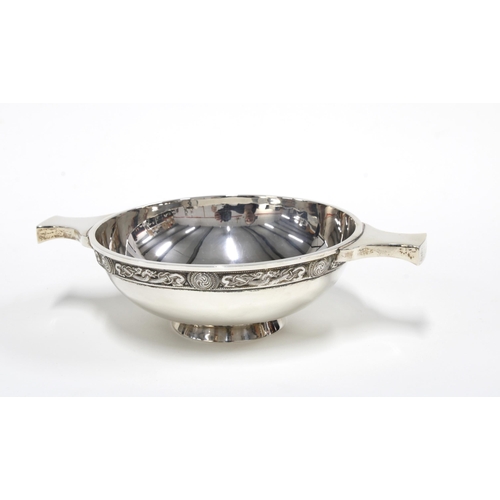 57 - Hamilton & Inches silver quaich, Edinburgh 1988, 19cm across the lugs