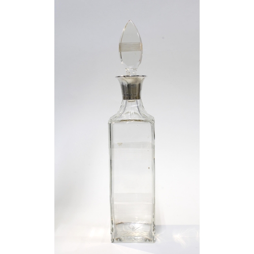 59 - Art Deco silver mounted glass spirit decanter and stopper by Hukin & Heath, Birmingham 1922, 31cm hi... 