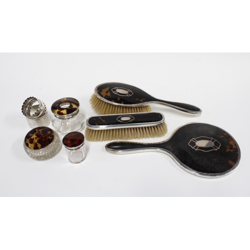 63 - Early 20th century silver and tortoiseshell dressing table brush set together with various silver an... 