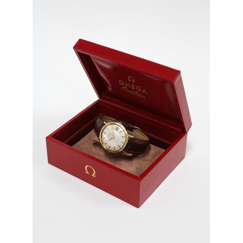 72 - OMEGA,  a gents vintage gold plated wristwatch, the signed dial inscribed automatic chronometer Cons... 