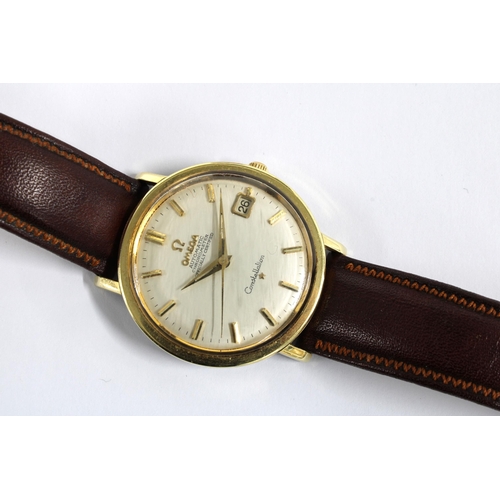 72 - OMEGA,  a gents vintage gold plated wristwatch, the signed dial inscribed automatic chronometer Cons... 