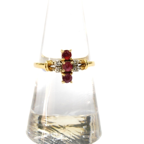 8 - 18ct gold ruby and diamond ring, stamped 750