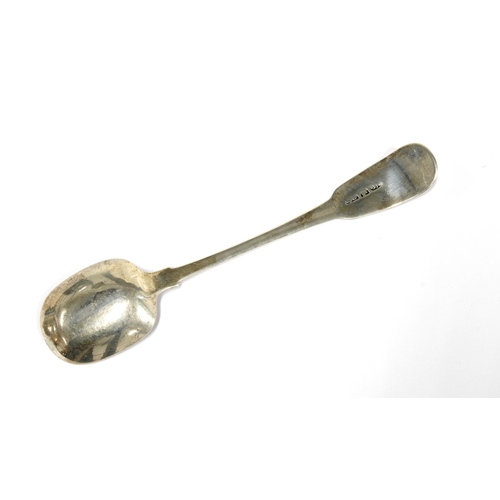 89 - Scottish Provincial Banff silver sugar shovel spoon, fiddle pattern, makers mark for George Elder, b... 