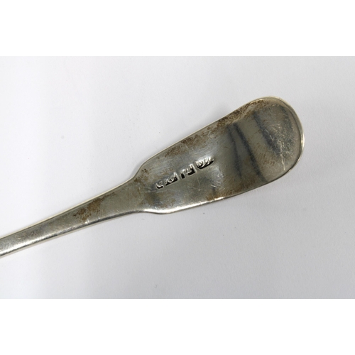 89 - Scottish Provincial Banff silver sugar shovel spoon, fiddle pattern, makers mark for George Elder, b... 