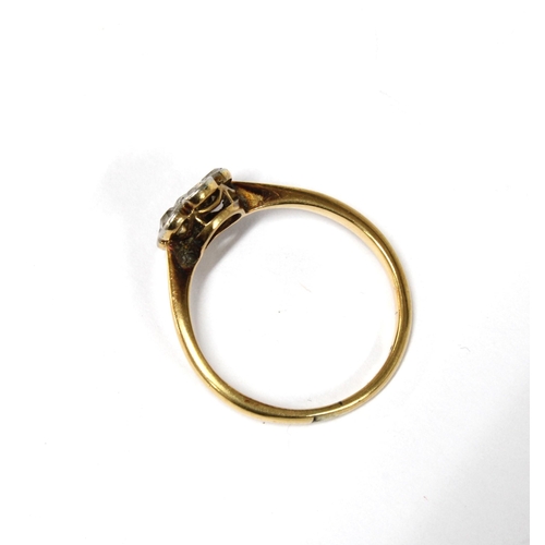 9 - 18ct gold diamond flowerhead ring, stamped 18ct, early 20th century