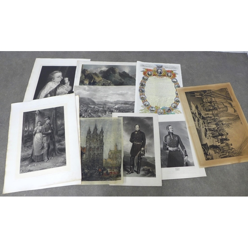 295 - Quantity of unframed etchings and engraved prints