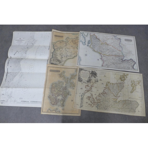 297 - Unframed maps of Scotland to include Northern part of Ayrshire, Caithness-Shire and Orkney Islands t... 