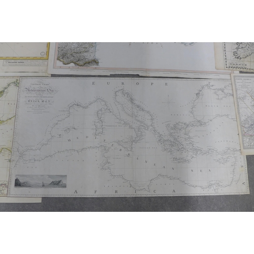 298 - Unframed world maps to include General  Chart of the Mediterranean Sea, German Sea and South Eastern... 