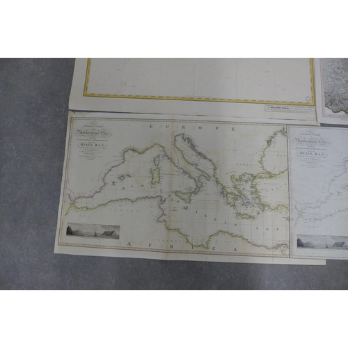 298 - Unframed world maps to include General  Chart of the Mediterranean Sea, German Sea and South Eastern... 