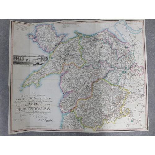 300 - North Wales, map by J.A Walker, unframed