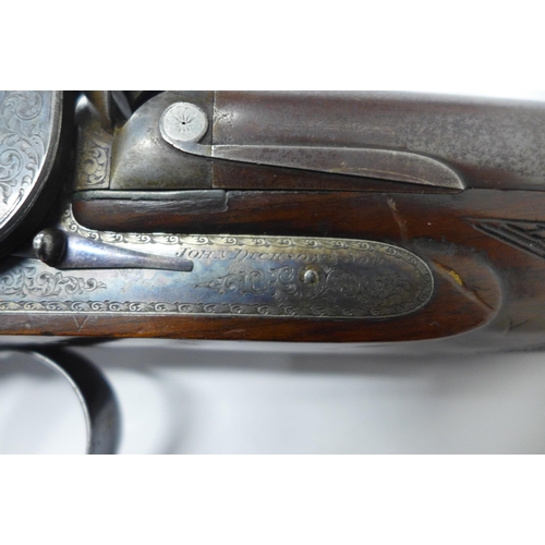 458 - Antique sporting rifle, lock named John Dickson & Son, barrel inscribed 63 Princes Street, Edin, num... 